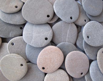 Flat Rock Beads Beach Stones Mediterranean Pebbles Natural Stone River Rock Diy Jewelry Making Craft Art Stones MATTE FLAT LOT 30-33 mm