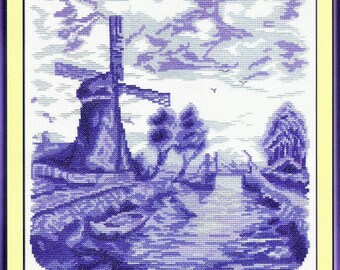 Counted Cross Stitch Kit Windmill and Bridge GT-0237