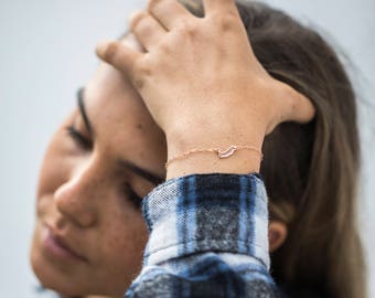 Small State Bracelets, Multiple Silver Tiny State Charm with Hearts, Minnesota Bracelet, California Bracelet, Illinois Bracelet Rose Gold