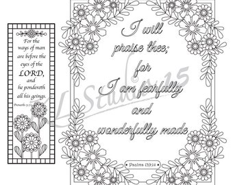 Bible Verse Coloring bookmarks Instant Download