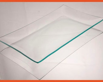 clear glass rectangle plate 8 x 12 shallow bend or regular bend serving