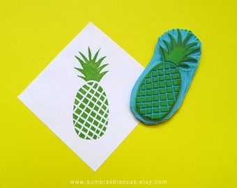 Pineapple Stamp - Hand Carved Rubber Stamp – Scrapbooking Stamp – Card Making – DIY Stationery - Journal Stamp - Printmaking