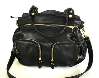 Large Shikotsou bag in black leather