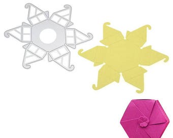 hexagonal metal scrapbooking die hexagonal dragees, die cut boxes box