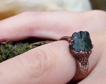 Handmade copper / raw gem / witch ring / post apocalyptic / crust punk / witchy / witchcraft / punk gift / occult / goth / ring / jewelry