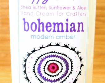 Scented Shea Butter Hand Lotion - Bohemian Modern Amber Fragrance - Hand Cream for Knitters Happy Hands Knitting