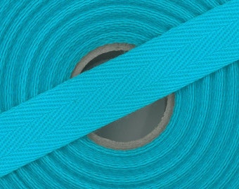Lot 5 m Ruban sangle sergé 100 % coton 14 mm fabrication européenne / Coloris au choix