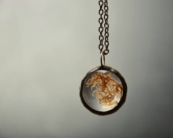 dried moss necklace, botanical terrarium pendant, gift for mom, dried moss jewelry real plant necklace, gift sister, nature inspired