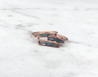 Raw Aquamarine Ring, Rose Gold Ring, Rings for Women, Statement Ring, Gemstone Ring, Stacking Rings, Boho Ring, Raw Crystal Ring, Birthstone