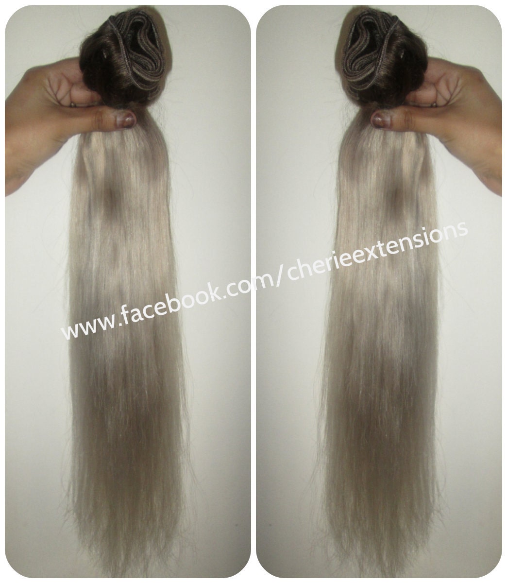 Colour 3 Ash Brown Silver Grey White Hair Extensions Dip Dye