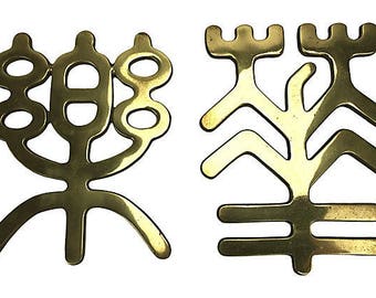 Japanese Brass Wall Hangings, S/2