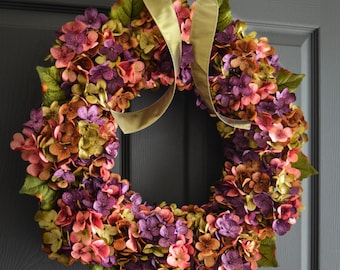 Beautiful Wreaths | Blended Hydrangea Wreath | Summer Wreaths | Front Door Wreaths | Wreath | Housewarming Gift | Door Decor