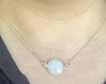 Rainbow Moonstone Sterling Silver Necklace