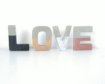 Large Metallic Dipped Concrete Letters