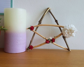 Pagan Pentagram! Flowery Decor for your Wiccan Altar