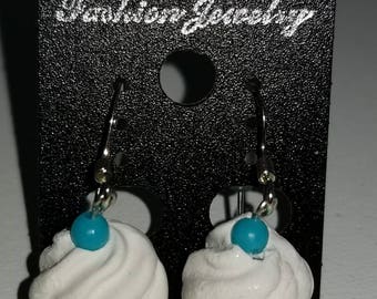 Cupcake Anyone? Earrings/Vanilla/Chocolate/Polymer Clay/Turquoise
