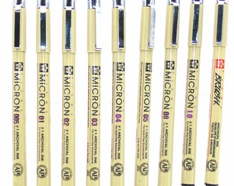 Drawing pen fineliner ultra fine line Art Marker ink Black 0.05 0.1 0.2 0.3 0.4 0.5 0.8 1.0 Brush