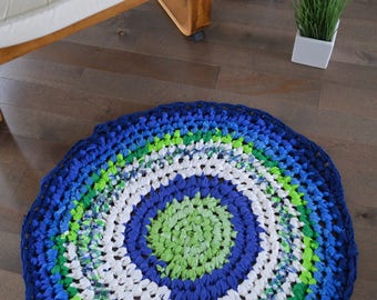 Hand made crochet round rug