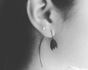 Black Tulip Drop Earrings