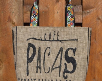 Recycled, Repurposed Burlap Coffee Sack Tote Bag El Salvador