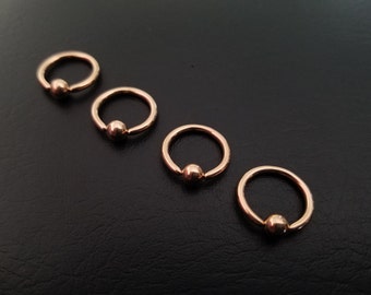 Rose Gold Captive Bead Ring 20g 3/8" (10mm) Septum Conch Daith Hoop Nostril Belly Ring Cartilage Lip Ring 316lvm Steel
