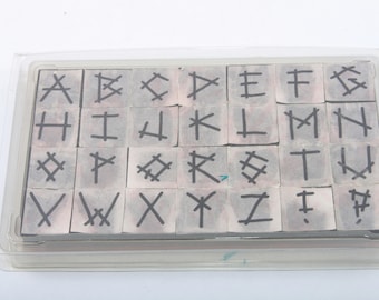 Stamp Set, Vintage, Alphabet, Full Set, Question Mark, Exclamation Point, Sticks, Font, Scrapbooking, Card Making ~ 170323