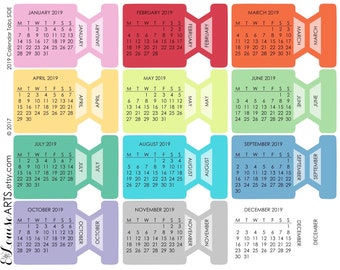 Calendar Month Tabs MONDAY START - Hobonichi, Erin Condren, Filofax, Plum Planner, Midori, Traveler's Notebook
