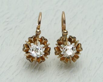 French Antique Diamond Drop Earrings