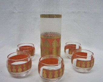 Vintage Martini Shaker & Glasses, S/ 6