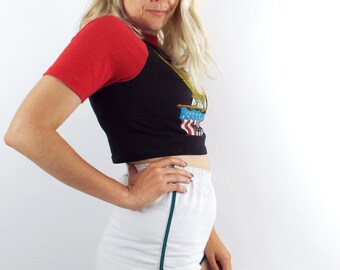 Vintage 70s High-Waisted Green and White Gym Shorts -- Size Extra Small/Small