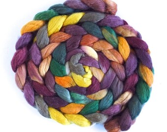 Merino, Superwash Merino, and Silk, Hand Spinning Roving - Hand dyed, Sunlight on Bricks