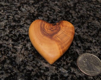 Heart brooch - olive wood