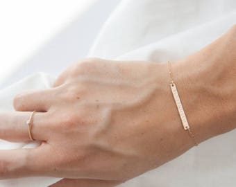 Engraved Bar Braceletss, Rose Gold Silver or Gold, Custom Personalized Bridesmaids Roman Numerals Names Coordinates