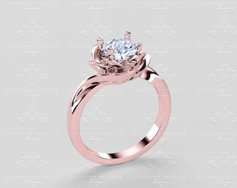 Luvia - Flower Engagement Ring - Choose your metal