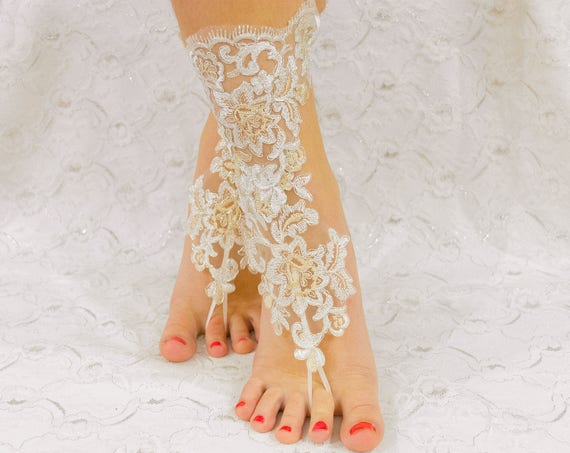 Bridesmaid gift, Barefoot sandals beach wedding, Anklet Sandals, Lace Sandals, Bridal Sandals, Bridesmaid sandals, Beach Wedding Shoes