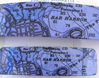Bar Harbor Maine French Barrette - MDI - Acadia - Mother Daughter gift - Mainemade - with Resin Coat