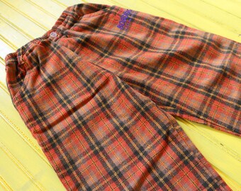 Vintage Size 7 BOY'S Orange Plaid Pants, vintage boy pants, vintage boy clothes size 7, 1970's boy size 6, 1970's boy costume