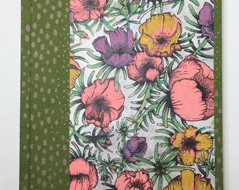 Moss Rose Print Hardcover Sketchbook // Handmade Sketchbook // Hardbound Journal // Gifts for Artists // Unique Christmas Gifts