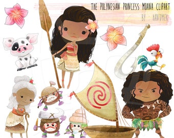 The Polynesian Princess clip art - Instant Download - PNG Files.
