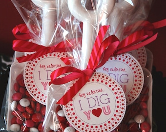 Hey Valentine, I Dig You Shovel Set - Valentine's Day Label, Bag and Tag by Abigail Christine Design