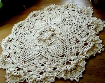 Crocheted Rug / Rag Rug. Shabby, Boho