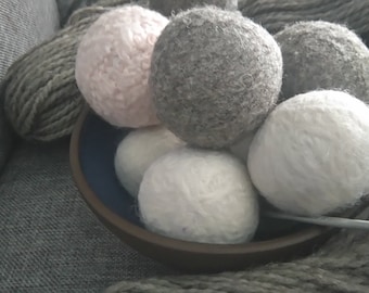 Six Handmade Wool Dryer Balls
