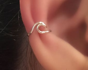Conch Real Piercing, Wave Cartilage Earrings, Twisted Ear cuff, Conch piercing,Wave Conch piercing,