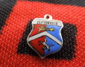 Enamel Silver Cliftonville Charm England Travel Shield Crest Silver Charm for Bracelet from Charmhuntress 04824