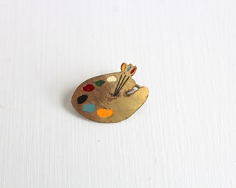 Artist Palette Pin, Artist Palette Brooch, Painter Palette Pin, Painter Palette Brooch, Palette and Brush Pin, Palette & Brush, Tiny Palette