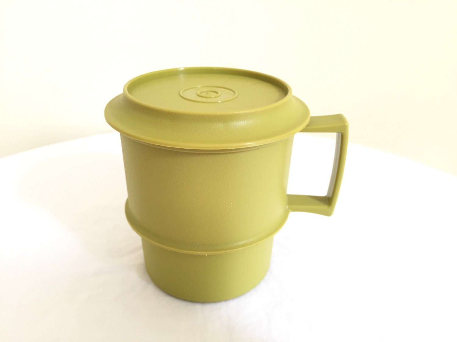 Vintage Tupperware Coffee Mug with Lid Green Tupperware Cup