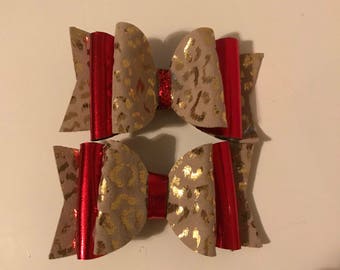 4” medium size faux leather bows