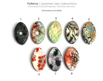 Bohemian Beads, DIY Beads, Polymer Clay Jewelry, Ceramic, Statement, Flat, Macrame Beads, Pattern Beads, Focal, Ethnic, Artisan Beads, Retro