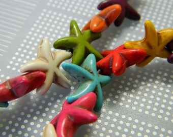 Howlite Starfish Beads - Multi-Color - 15x5mm