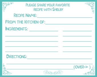 75 Personalized Recipe Cards - Bridal Shower